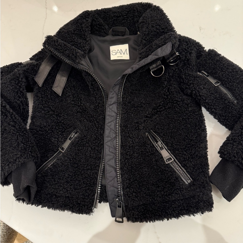 SAM. Sherpa Coat black kids size 4. NWOT